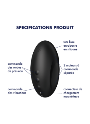 Stimulateur clitoridien par air pulsé et vibration noir USB Vulva Lover 3 Satisfyer - CC597827